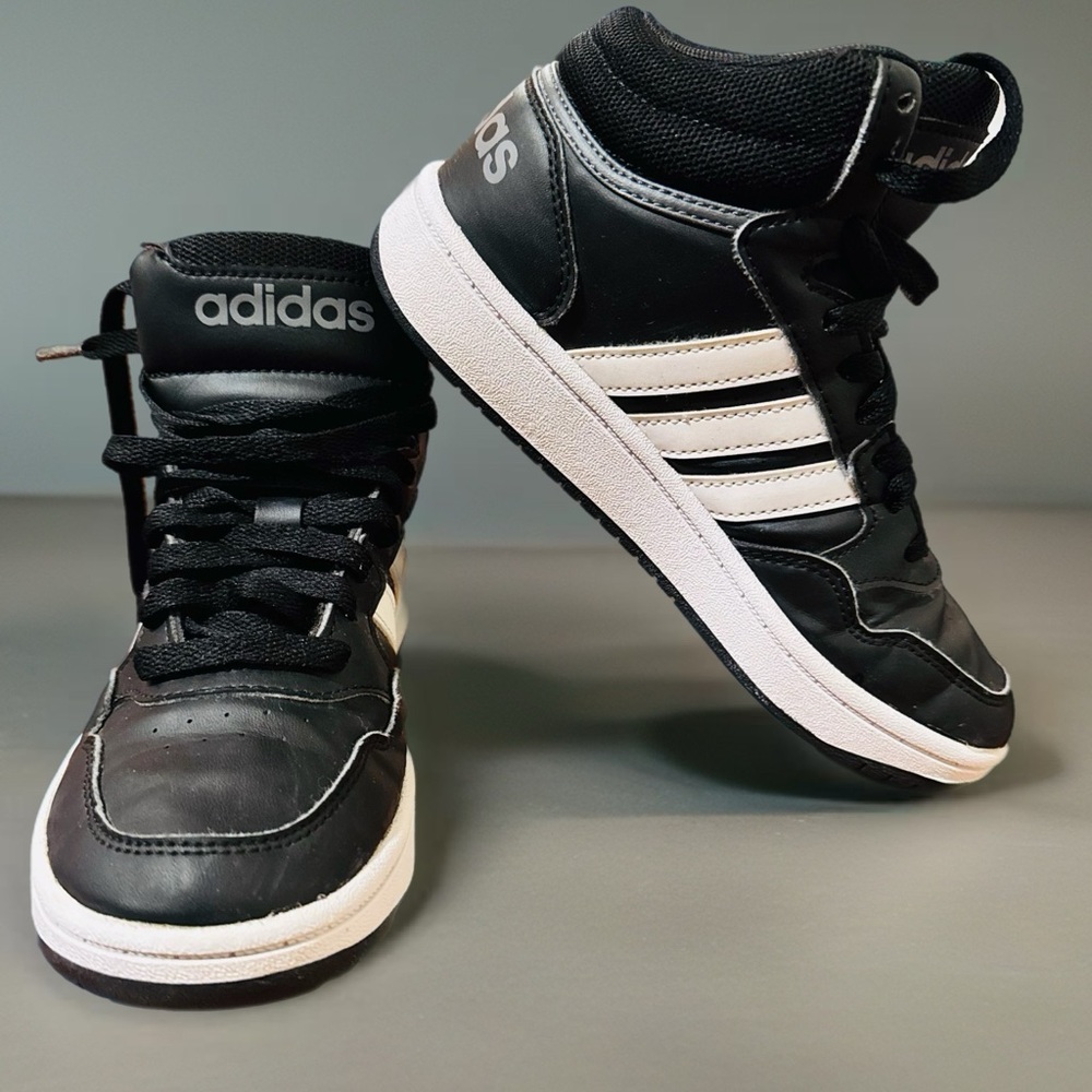 Adidas Kids Black and White High-Top Sneakers